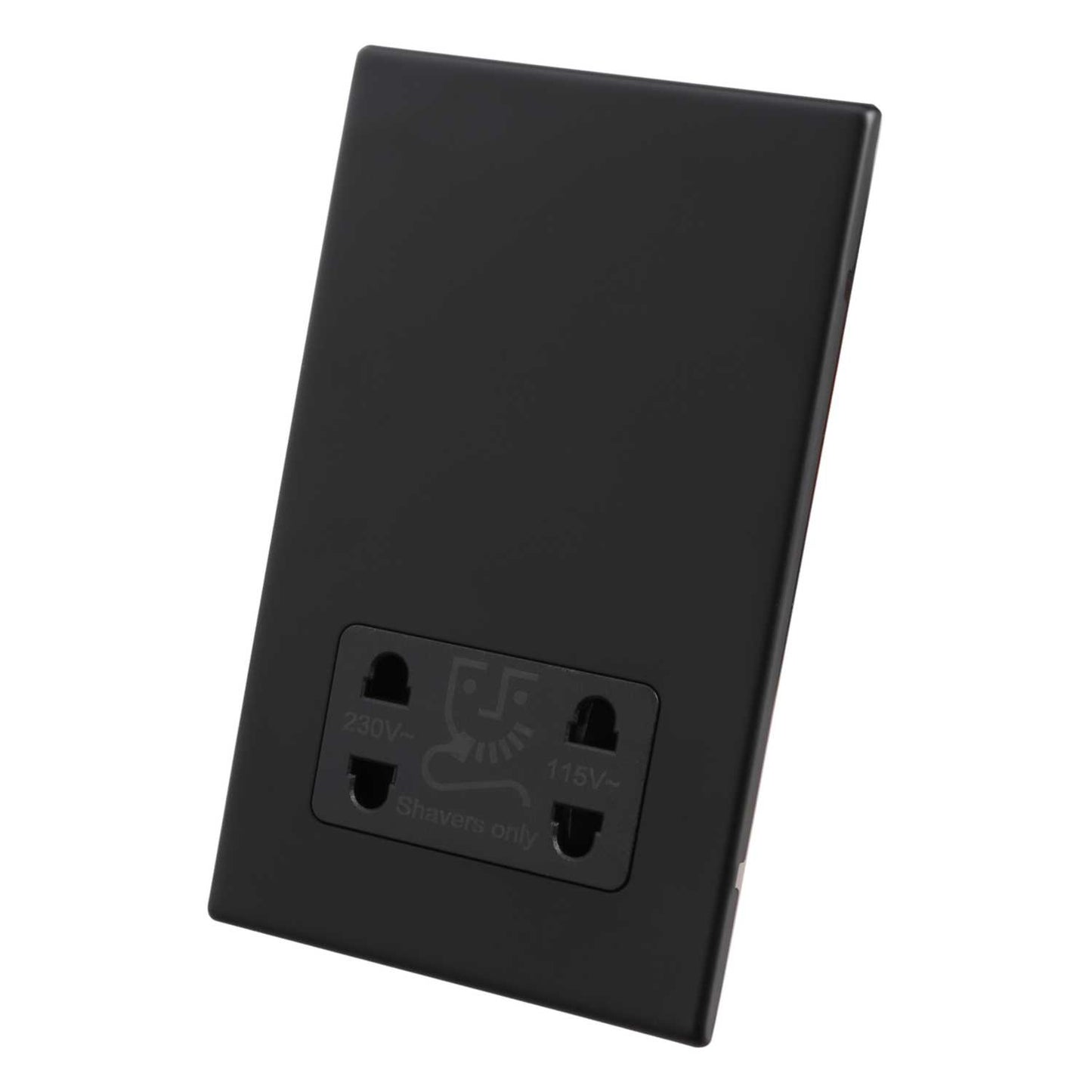 Hamilton Dual Voltage Shaver Socket Black Insert Screwless Matt Black