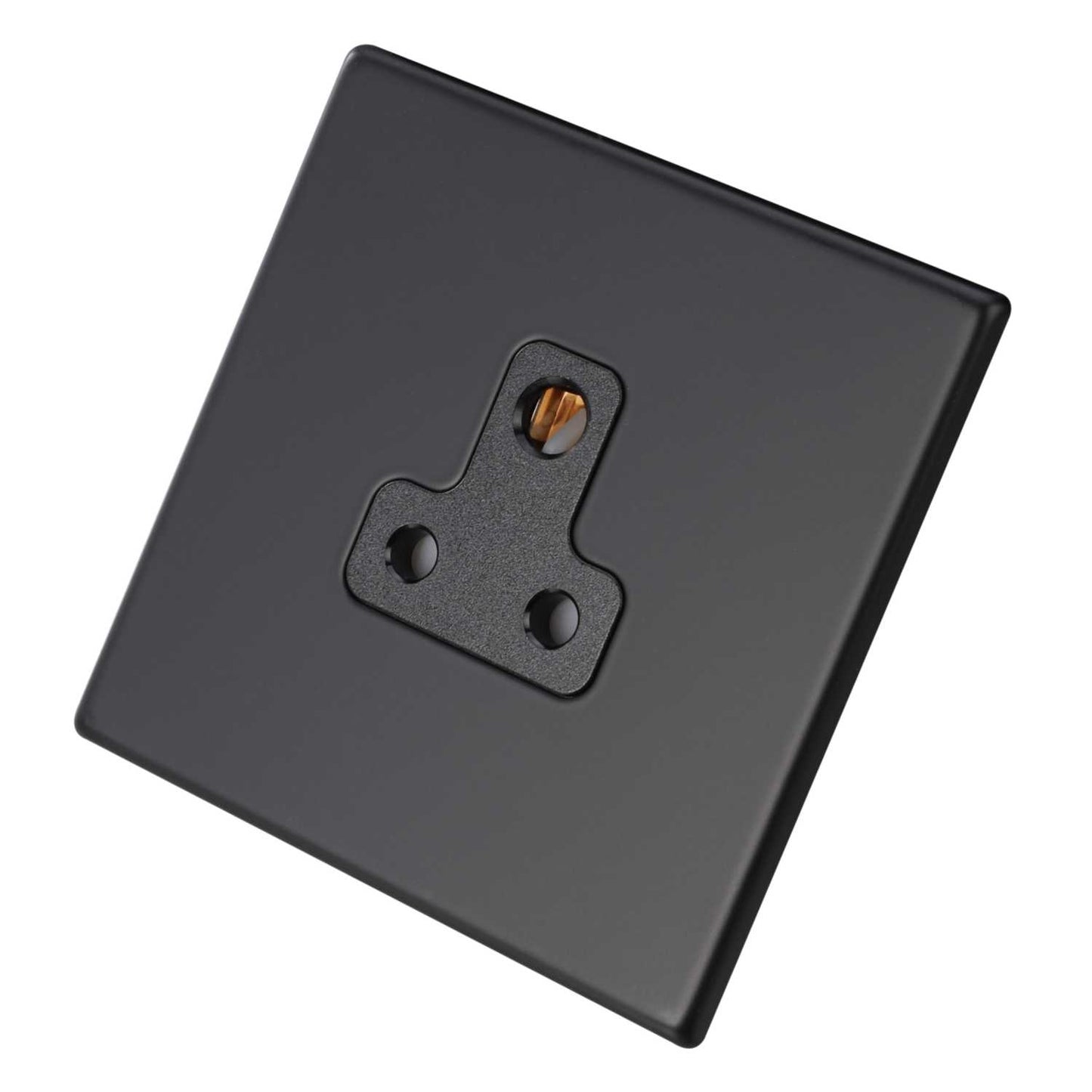 Hamilton 5A 1 Gang Unswitched Socket Black Insert Screwless Matt Black