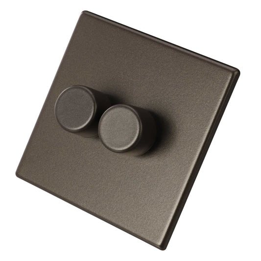 Hamilton 250W 2 Gang 2 Way LED Trailing/Leading Edge Dimmer Switch Screwless Bronze