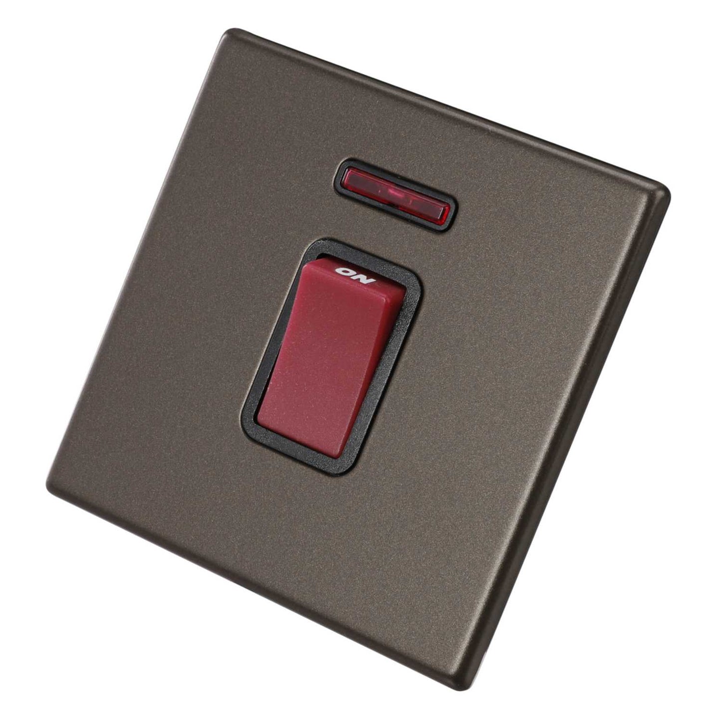 Hamilton 45A DP 1 Gang Switch with Neon Black Insert Screwless Bronze