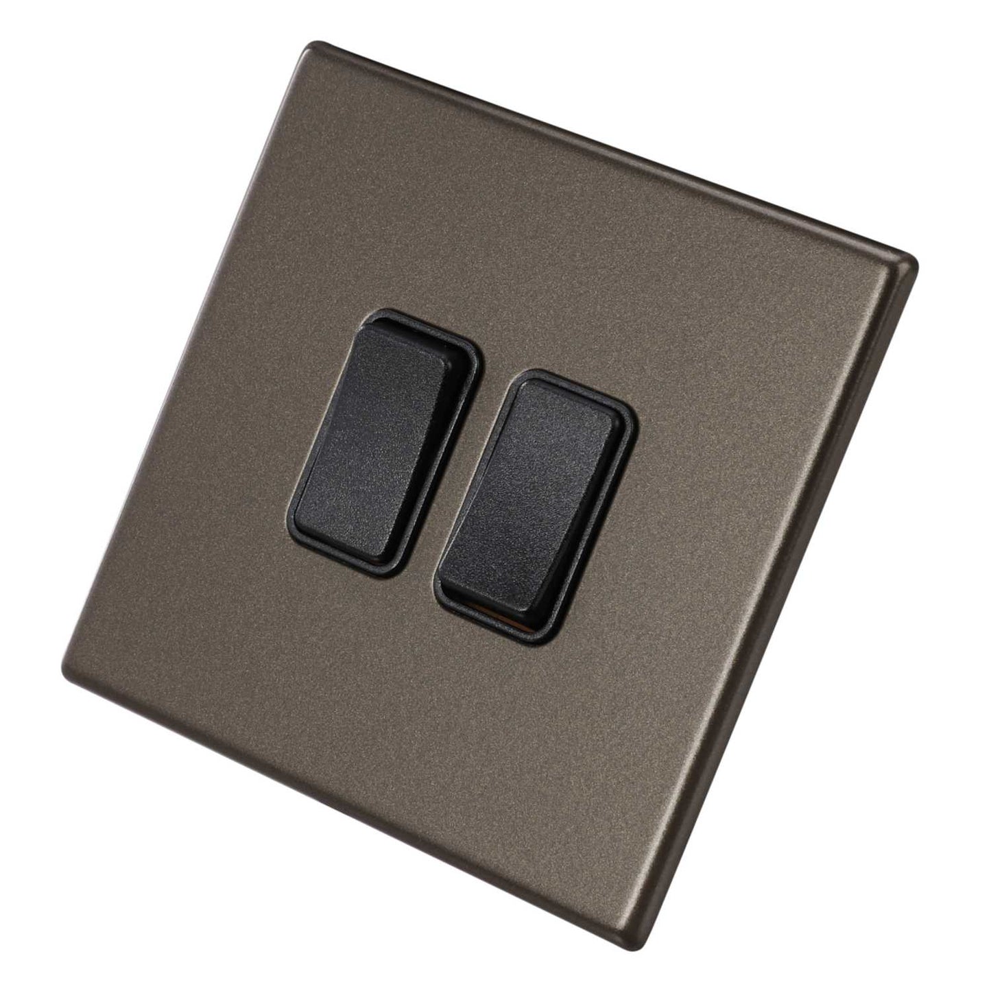 Hamilton 10A 2 Gang 2 Way Light Switch Black Insert Screwless Bronze