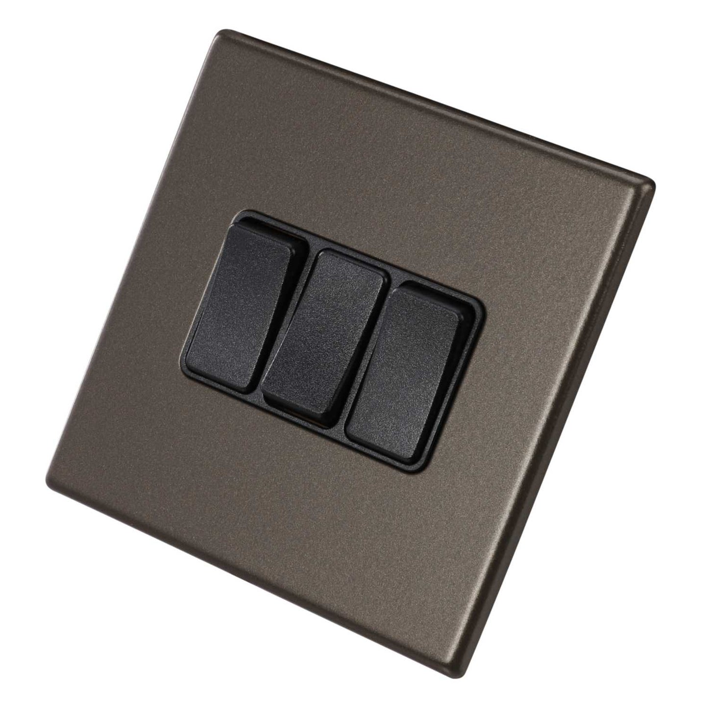 Hamilton 10A 3 Gang 2 Way Light Switch Black Insert Screwless Bronze