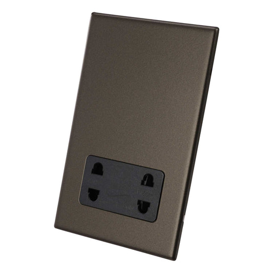 Hamilton Dual Voltage Shaver Socket Black Insert Screwless Bronze