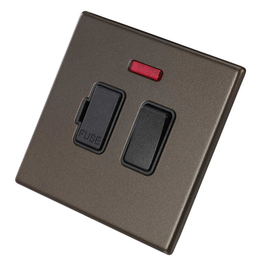 Hamilton 13A DP Switched Fused Spur with Neon Black Insert Screwless Bronze