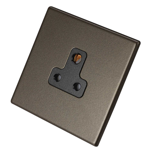 Hamilton 5A 1 Gang Unswitched Socket Black Insert Screwless Bronze