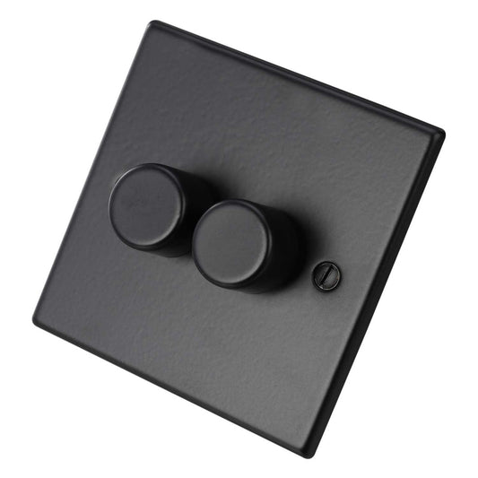Hamilton 250W 2 Gang 2 Way LED Trailing/Leading Edge Dimmer Switch Matt Black