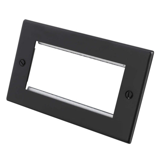 Hamilton 2 Gang 4 Module Face Plate with Grid Matt Black