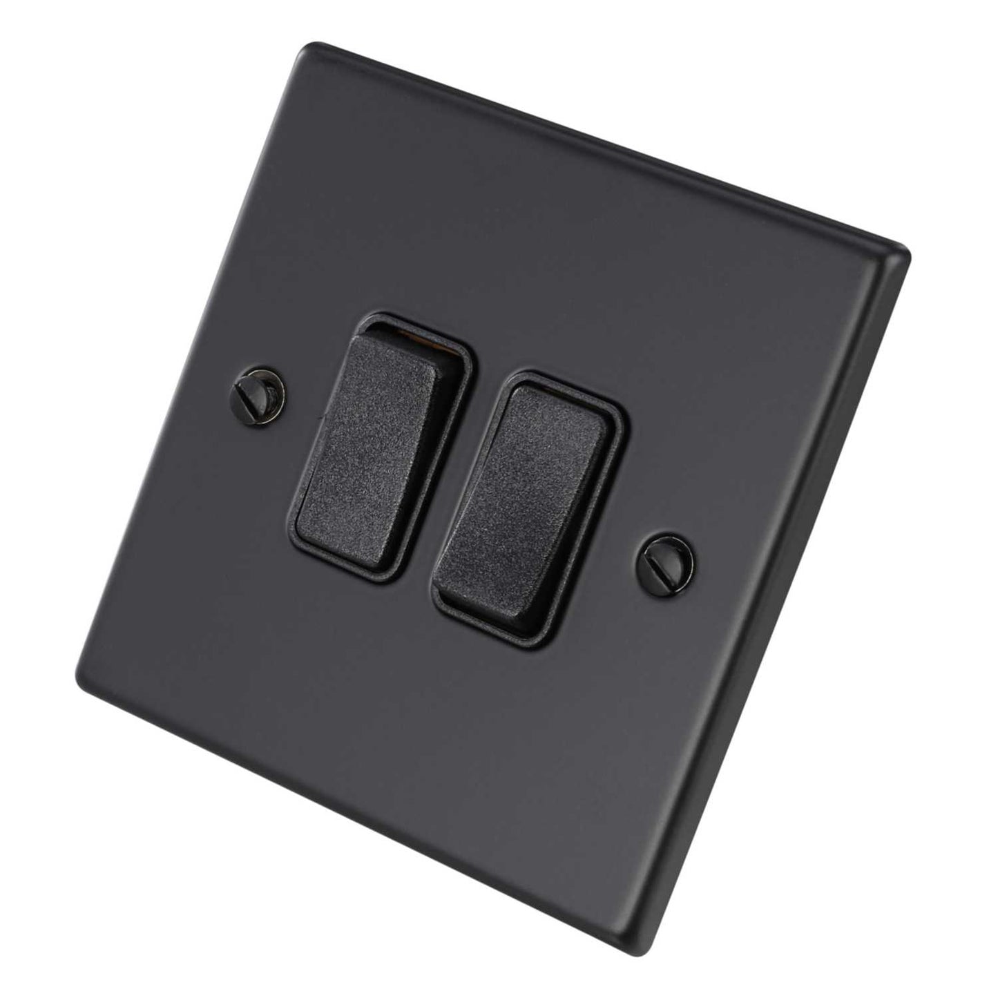 Hamilton 10A 2 Gang 2 Way Light Switch Black Insert Matt Black