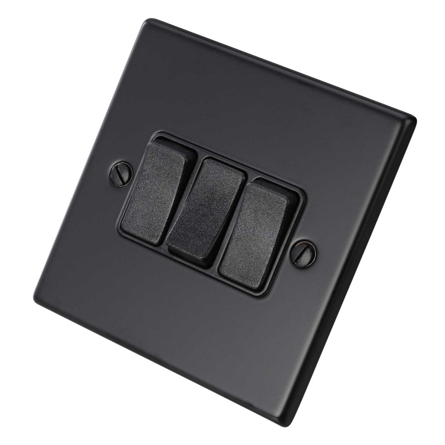 Hamilton 10A 3 Gang 2 Way Light Switch Black Insert Matt Black