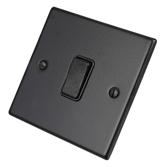 Hamilton 10A 1 Gang Retractive Switch Black Insert Matt Black