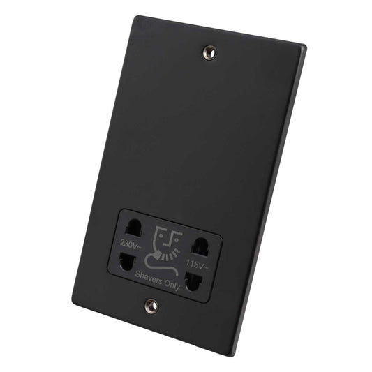 Hamilton Dual Voltage Shaver Socket Black Insert Matt Black