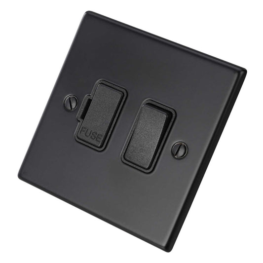 Hamilton 13A DP Switched Fused Spur Black Insert Matt Black