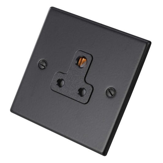 Hamilton 5A 1 Gang Unswitched Socket Black Insert Matt Black