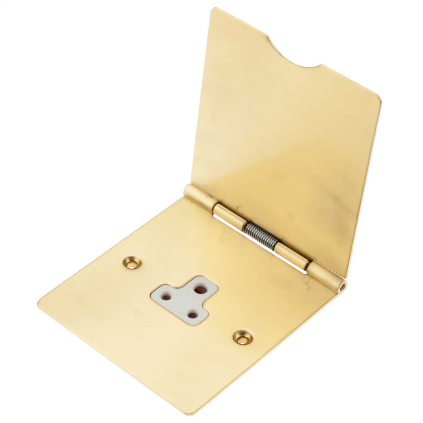 Hamilton 2A 1 Gang Unswitched Floor Socket White Insert Satin Brass