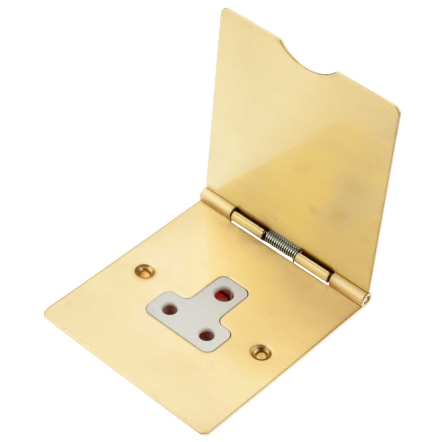 Hamilton 5A 1 Gang Unswitched Floor Socket White Insert Satin Brass