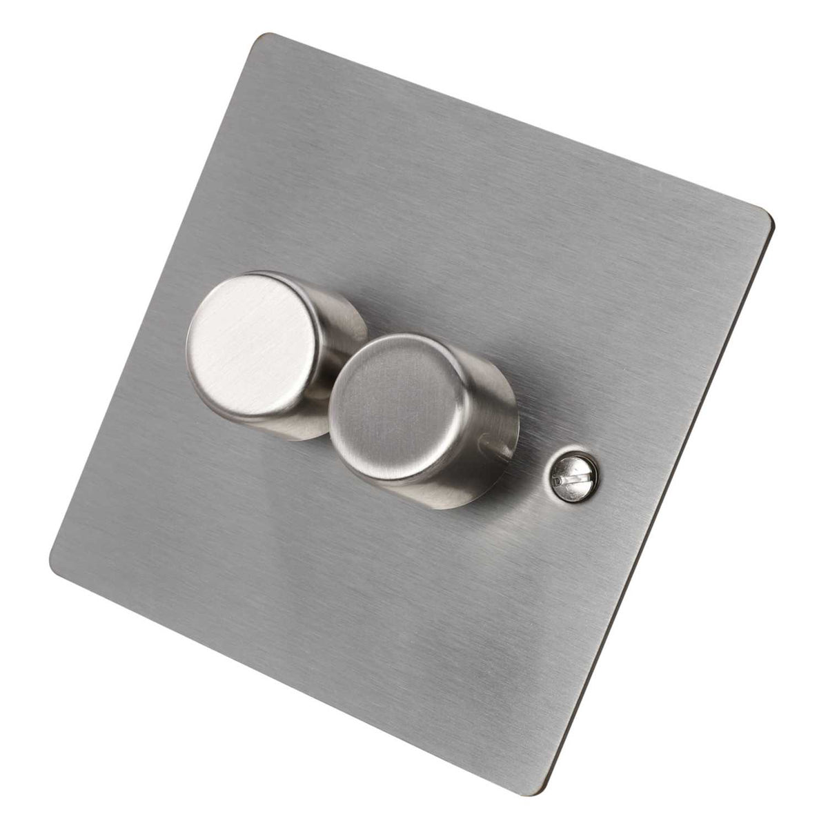 Hamilton 100W 2 Gang 2 Way LED Trailing/Leading Edge Dimmer Switch Satin Steel