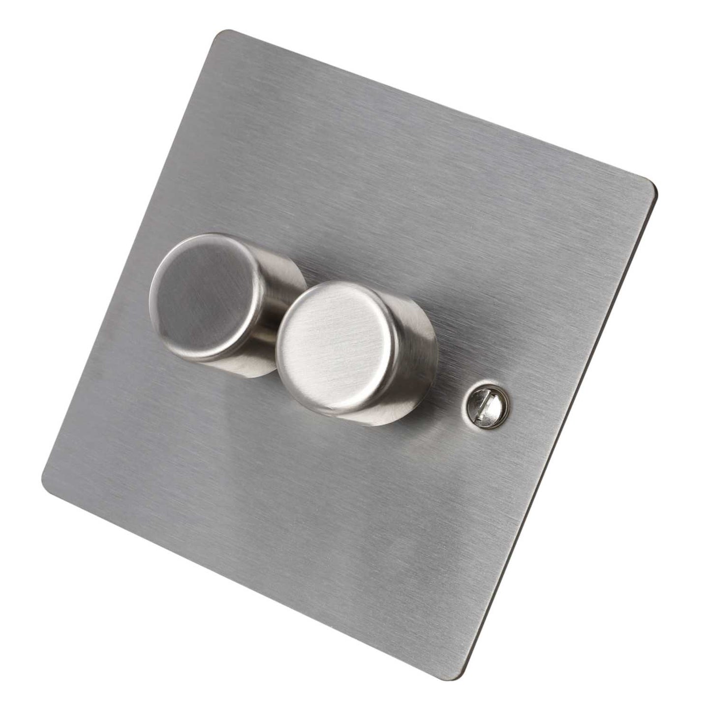 Hamilton 250W 2 Gang 2 Way LED Trailing/Leading Edge Dimmer Switch Satin Steel