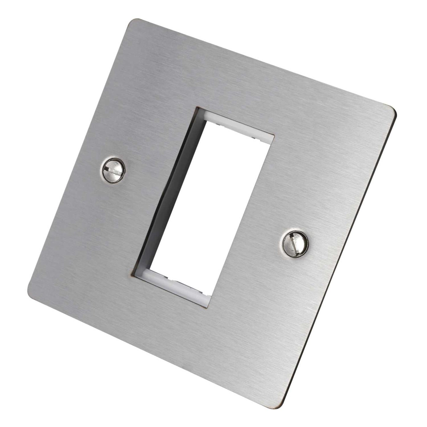 Hamilton 1 Gang 1 Module Face Plate with Grid Satin Steel