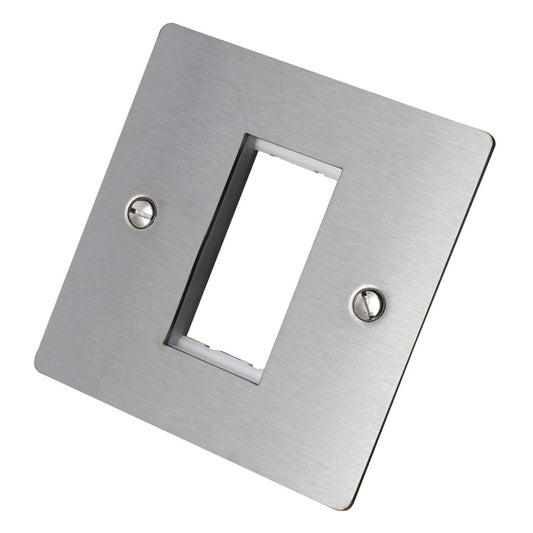 Hamilton 1 Gang 1 Module Face Plate with Grid Satin Steel