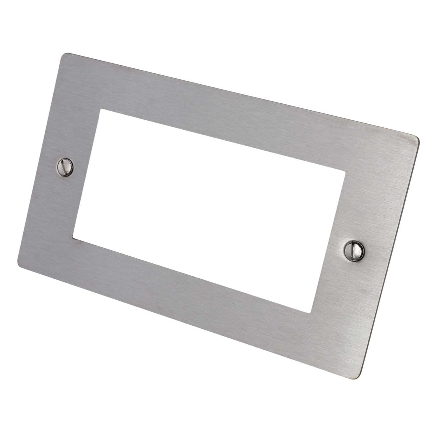 Hamilton 2 Gang 4 Module Face Plate with Grid Satin Steel