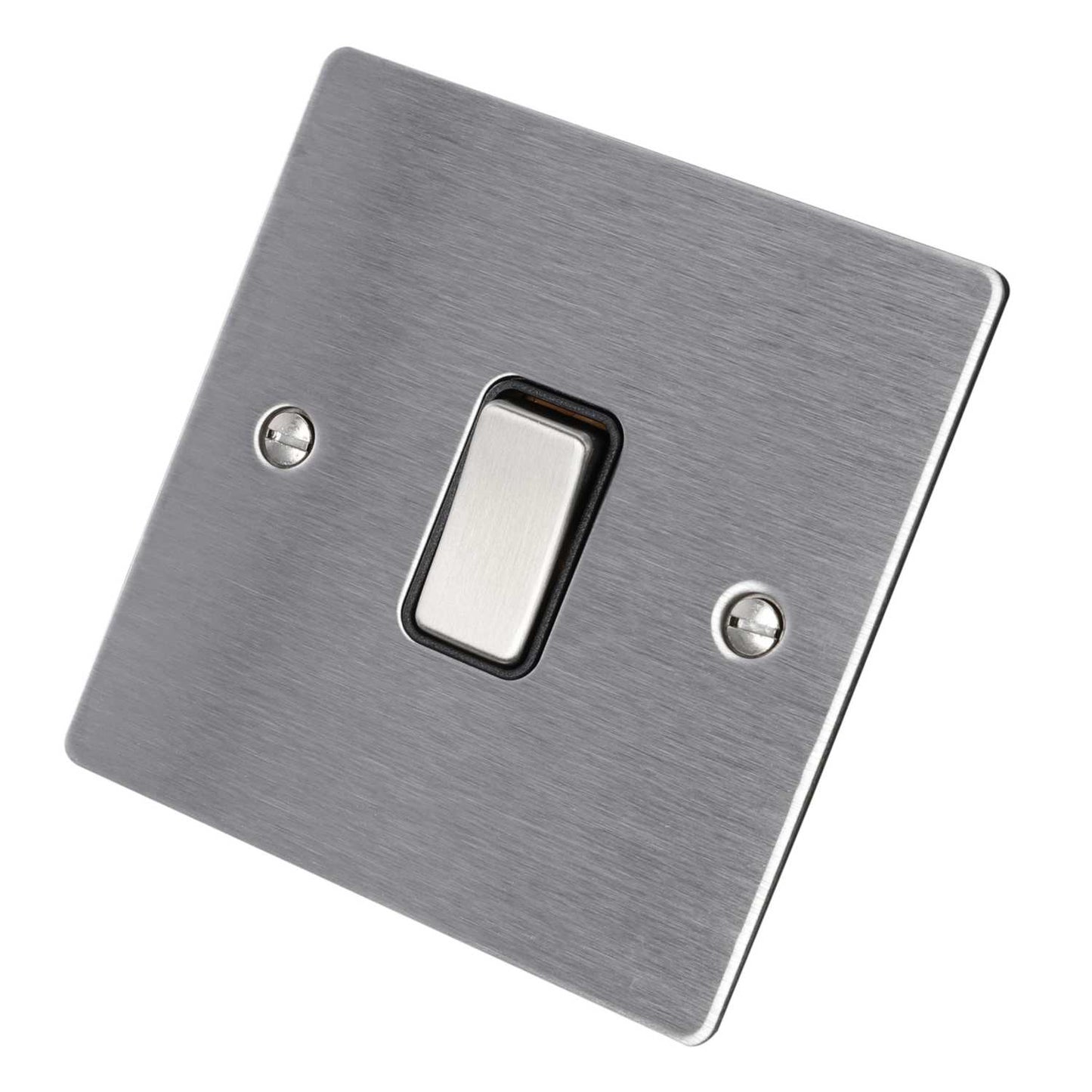 Hamilton 10A 1 Gang 2 Way Light Switch Black Insert Satin Steel