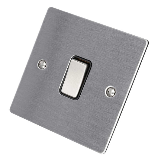 Hamilton 10A 1 Gang 2 Way Light Switch Black Insert Satin Steel