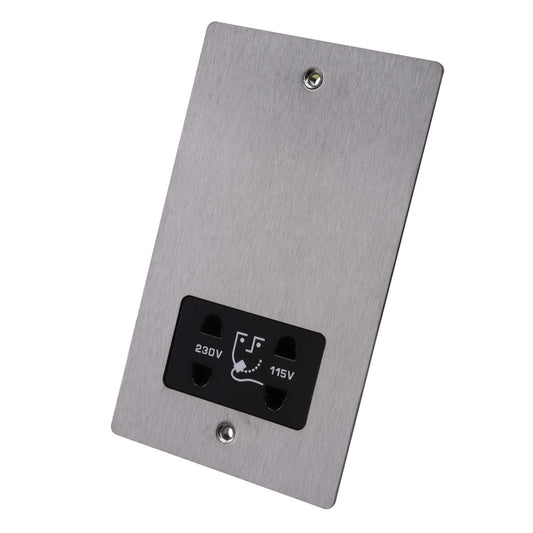 Hamilton Dual Voltage Shaver Socket Black Insert Satin Steel