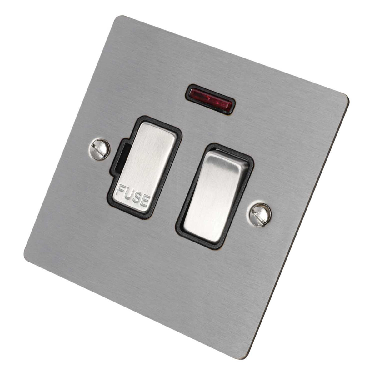 Hamilton 13A DP Switched Fused Spur with Neon Black Insert Satin Steel