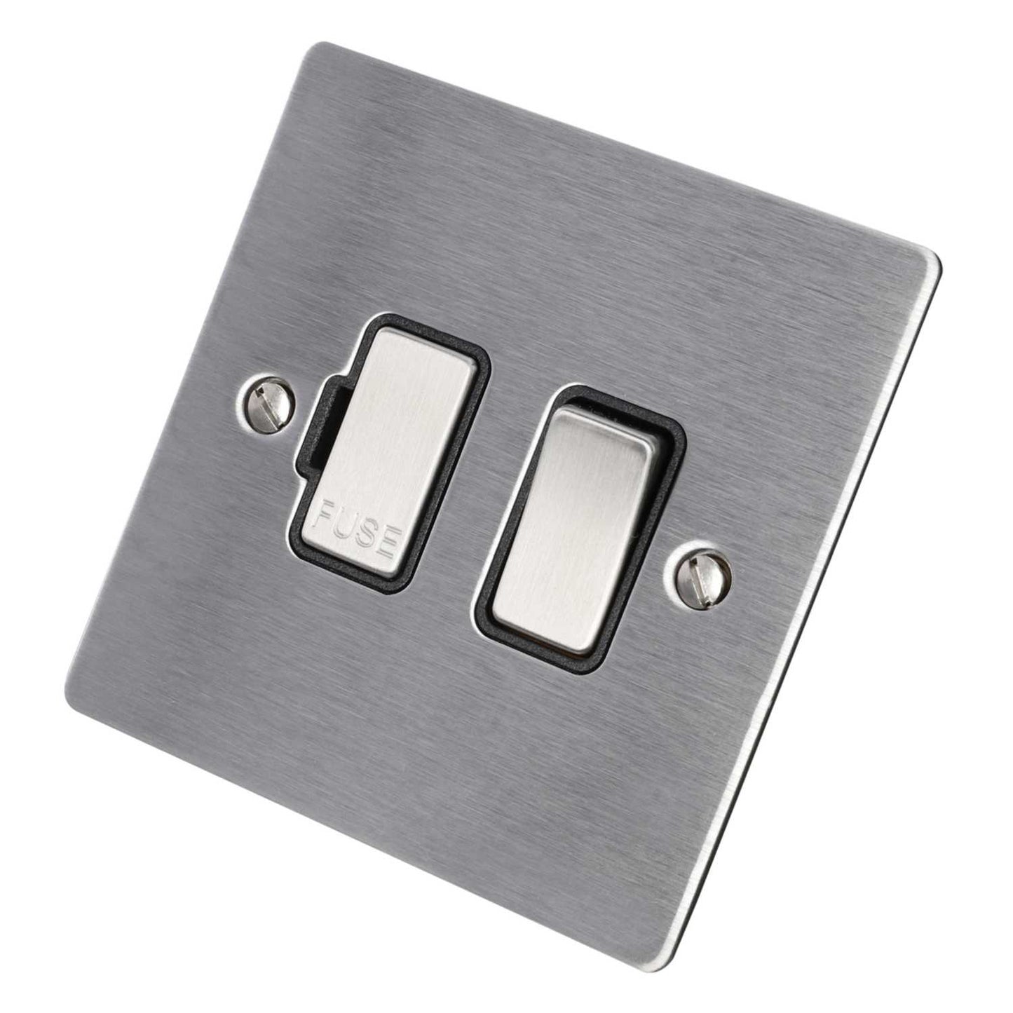 Hamilton 13A DP Switched Fused Spur Black Insert Satin Steel