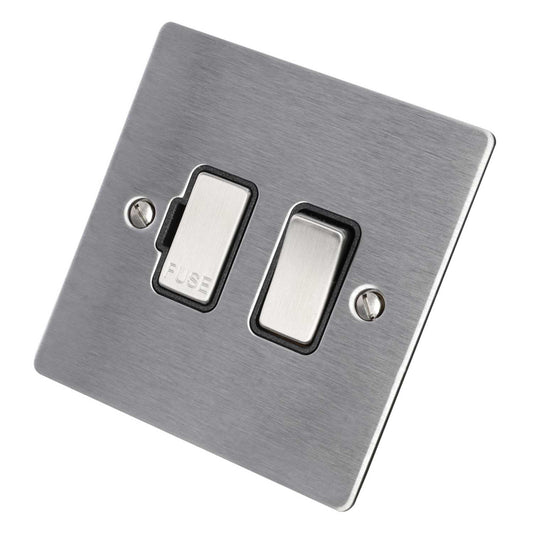Hamilton 13A DP Switched Fused Spur Black Insert Satin Steel