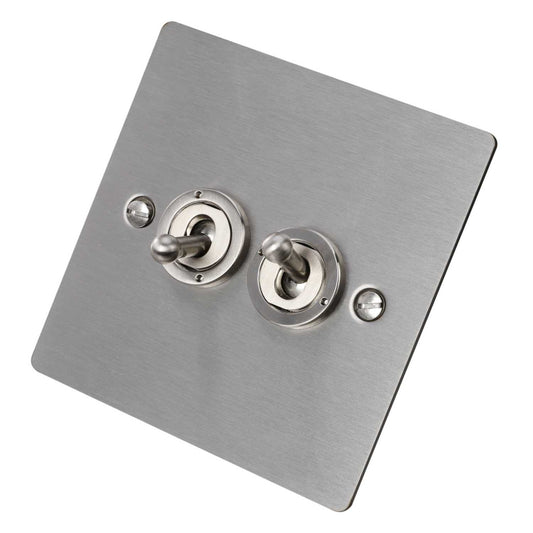 Hamilton 20A 2 Gang 2 Way Toggle Switch Satin Steel