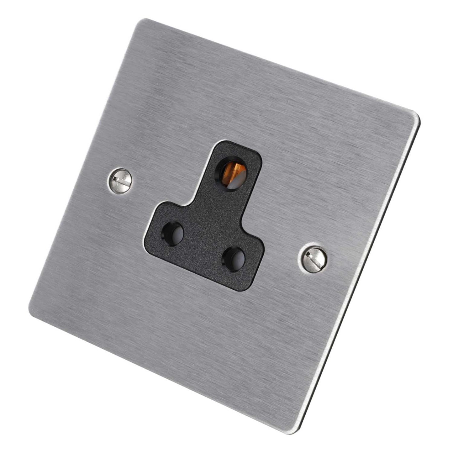 Hamilton 5A 1 Gang Unswitched Socket Black Insert Satin Steel