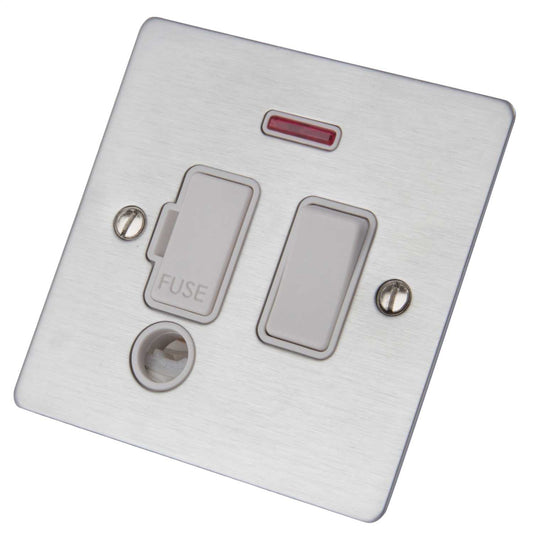 Hamilton Sheer 13A DP Switched Fused Spur with Neon White Insert Satin Chrome