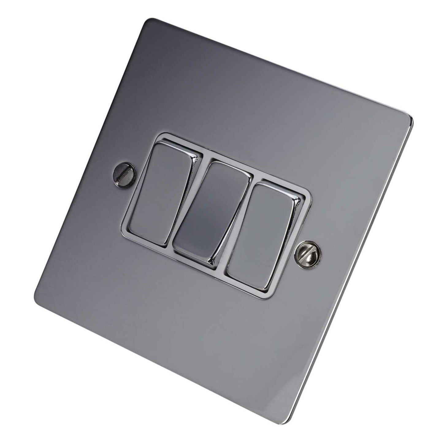 Hamilton 10A 3 Gang 2 Way Light Switch White Insert Bright Chrome