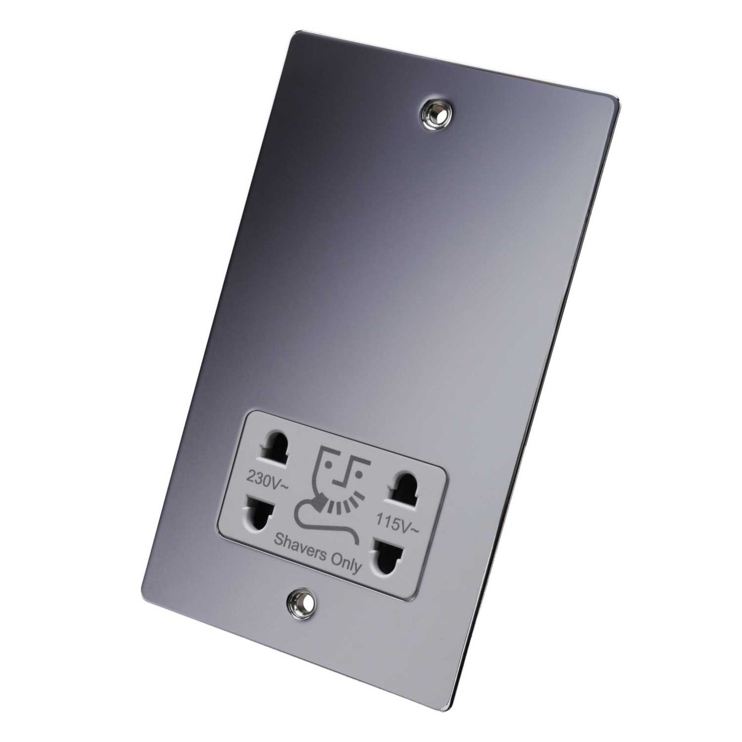 Hamilton Dual Voltage Shaver Socket White Insert Bright Chrome