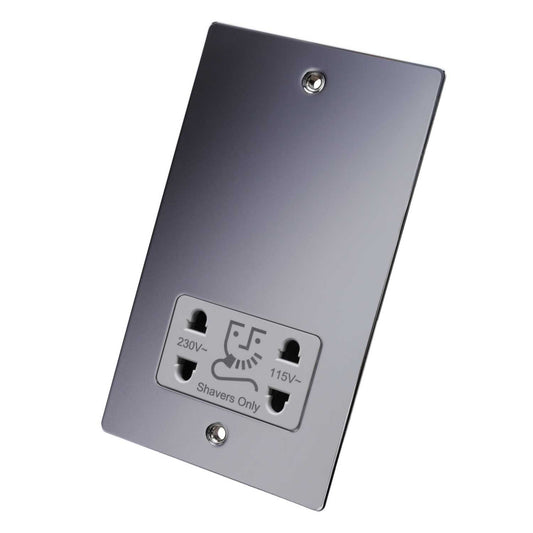 Hamilton Dual Voltage Shaver Socket White Insert Bright Chrome