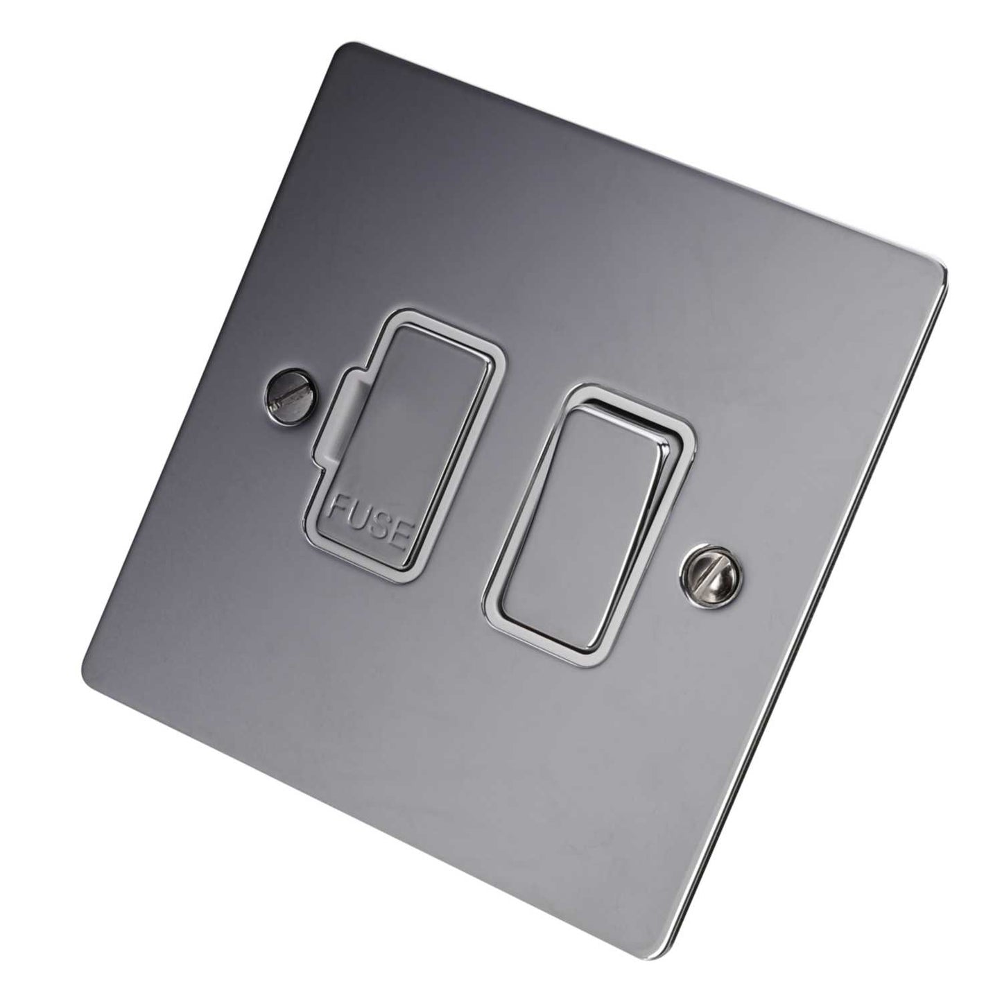 Hamilton 13A DP Switched Fused Spur White Insert Bright Chrome