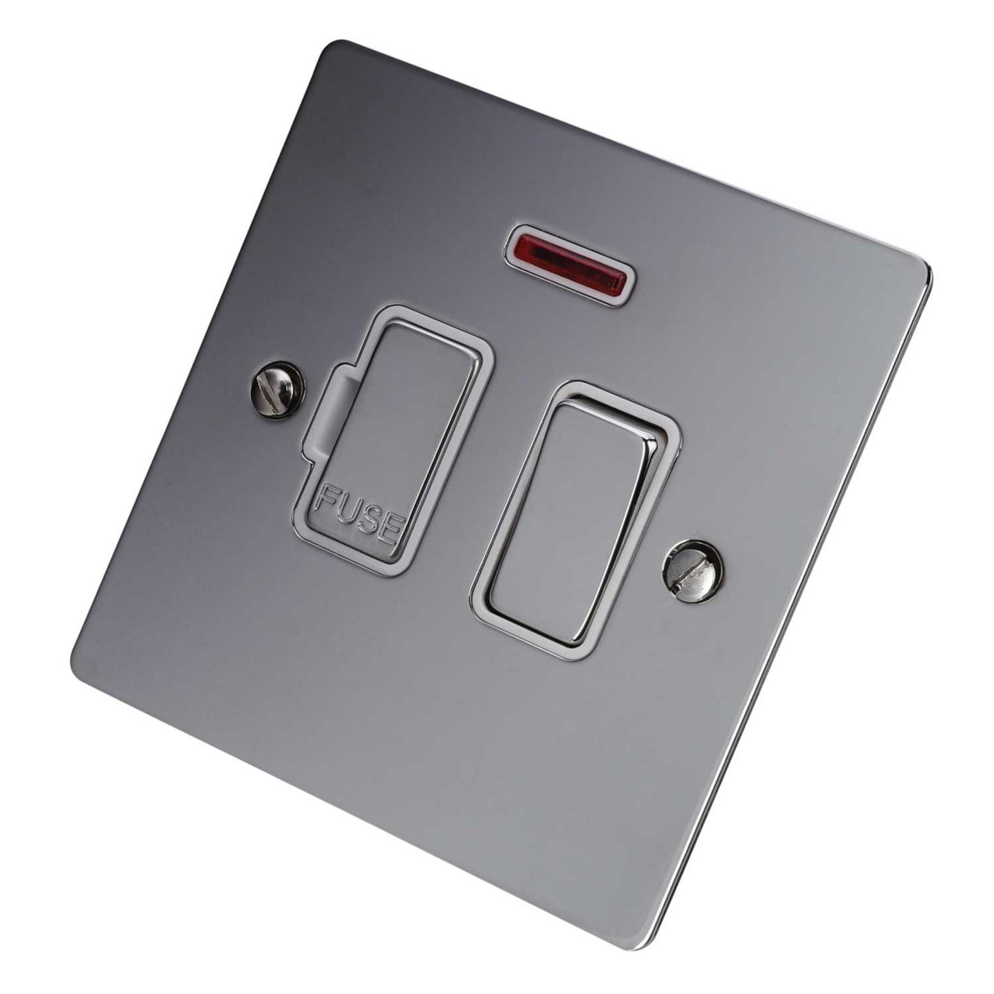 Hamilton 13A DP Switched Fused Spur with Neon White Insert Bright Chrome