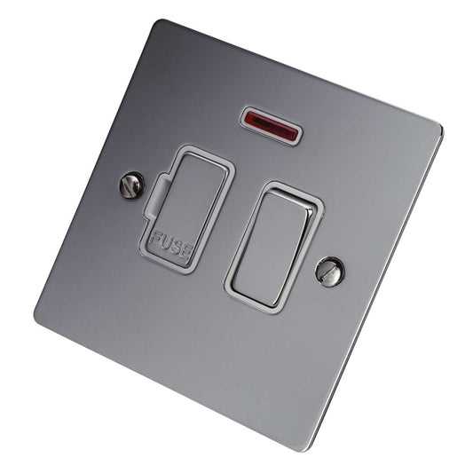 Hamilton 13A DP Switched Fused Spur with Neon White Insert Bright Chrome