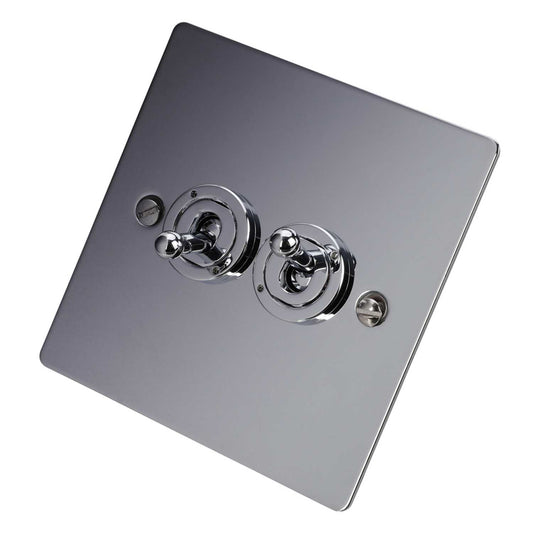 Hamilton 20A 2 Gang 2 Way Toggle Switch Bright Chrome