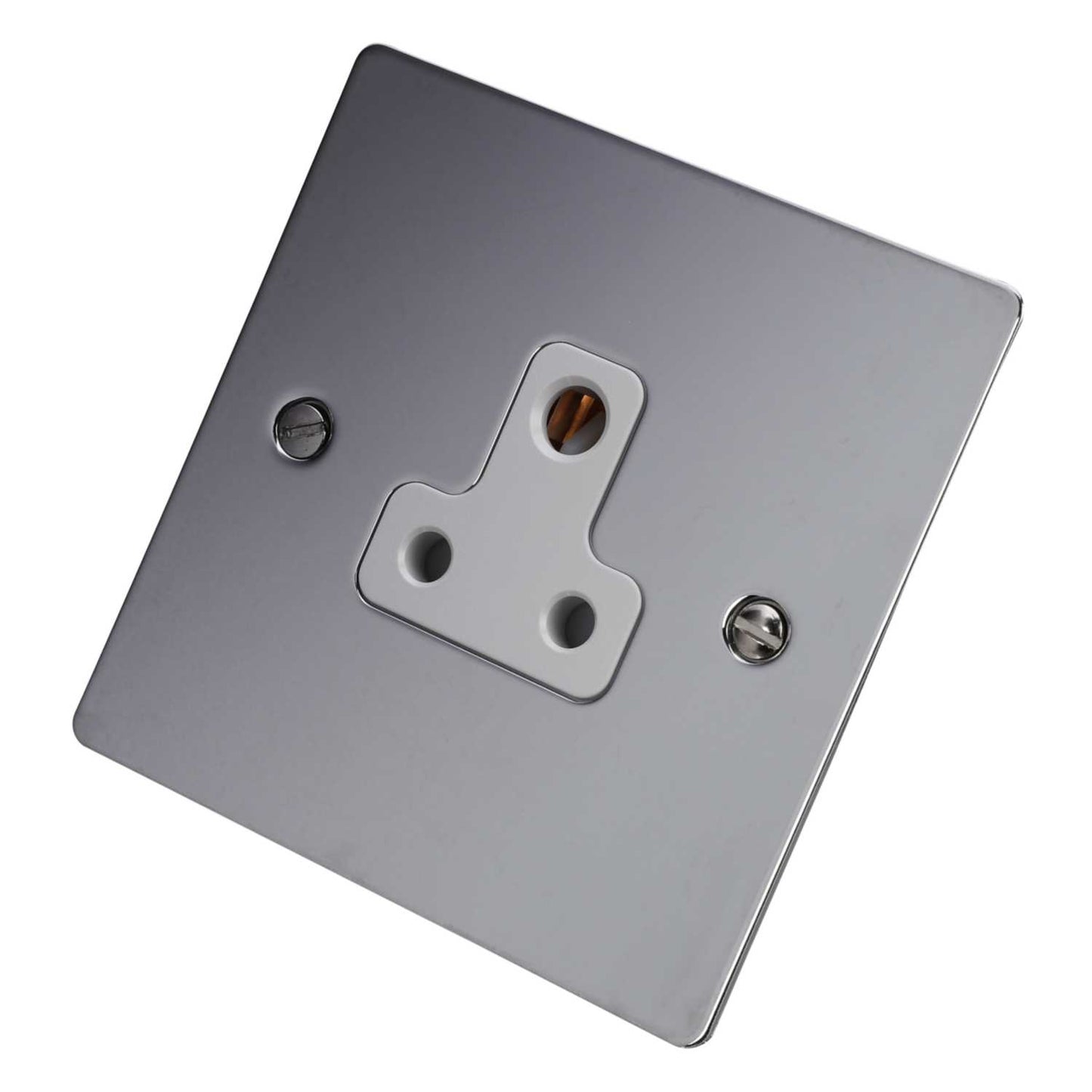 Hamilton 5A 1 Gang Unswitched Socket White Insert Bright Chrome
