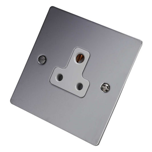 Hamilton 5A 1 Gang Unswitched Socket White Insert Bright Chrome