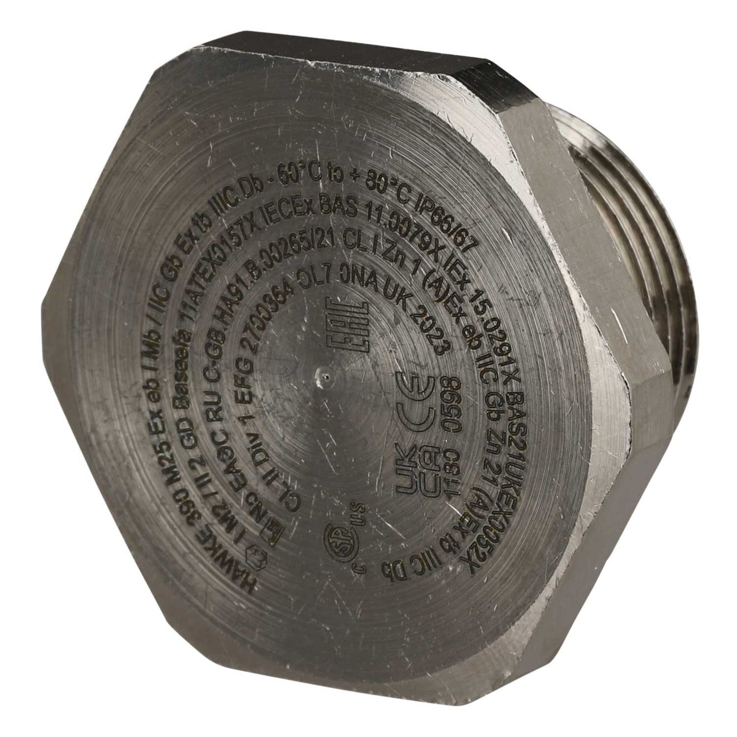 M25 390 EXE / EXT Hex Head Nickel Plated Brass Stopping Plug (Sold in 1's)
