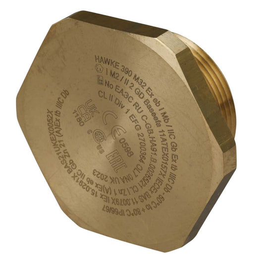 M32 390 EXE / EXT Hex Head Brass Stopping Plug (Sold in 1's)