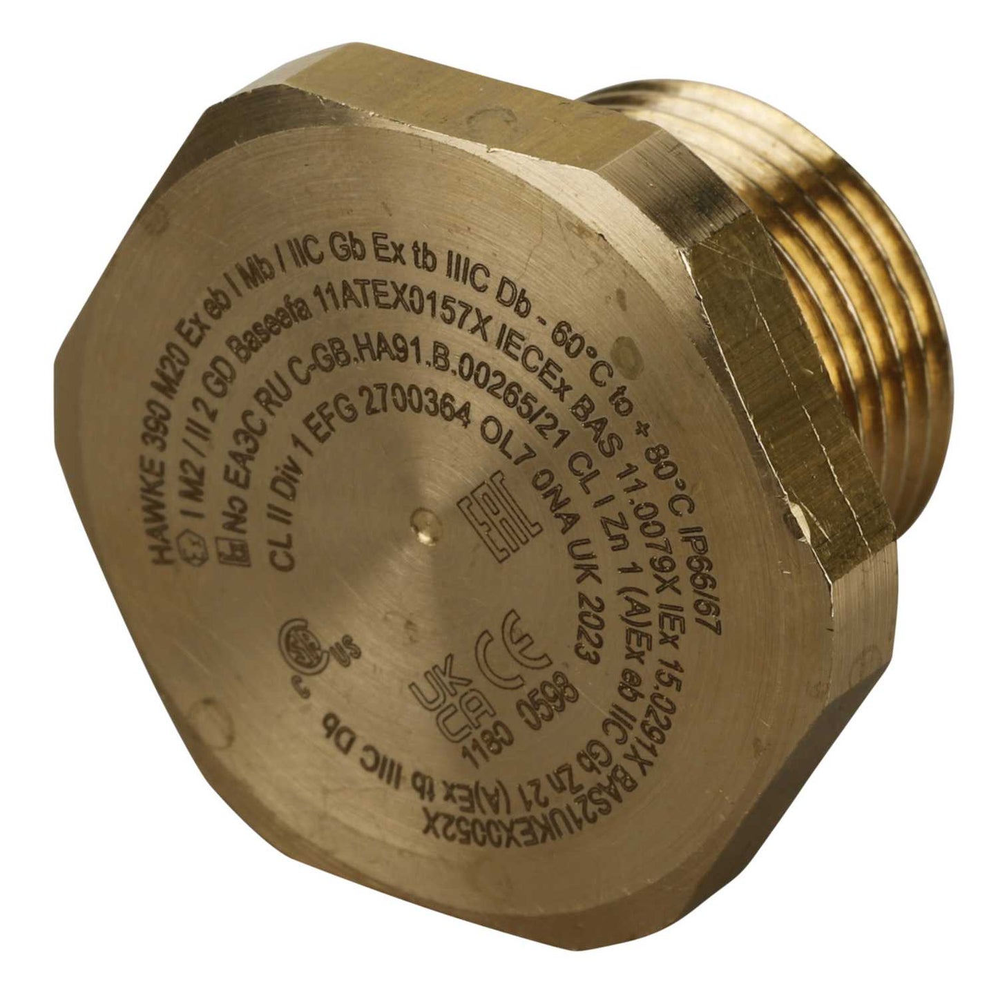 M20 390 EXE / EXT Hex Head Brass Stopping Plug (Sold in 1's)