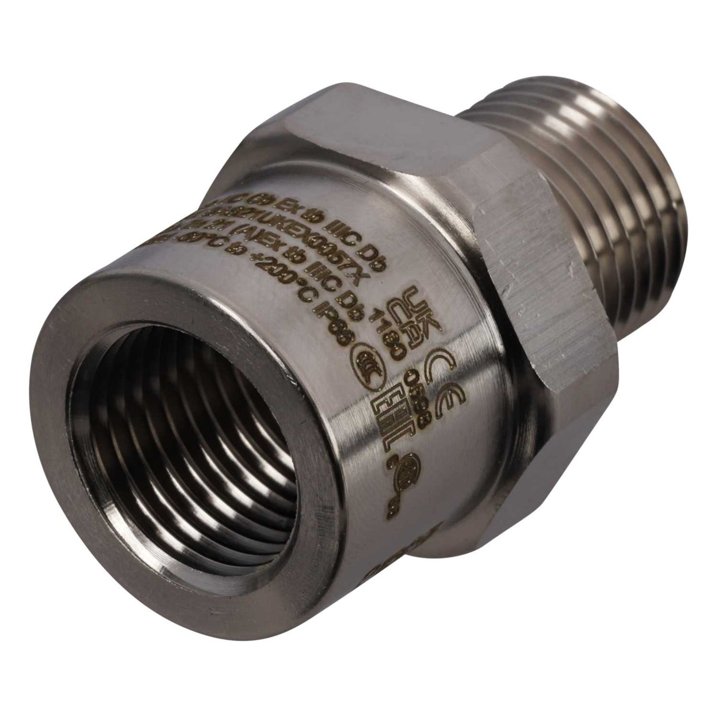 M16 Male x M16 Female EXD / EXE Nickel Plated Brass Adaptor (Sold in 1's)