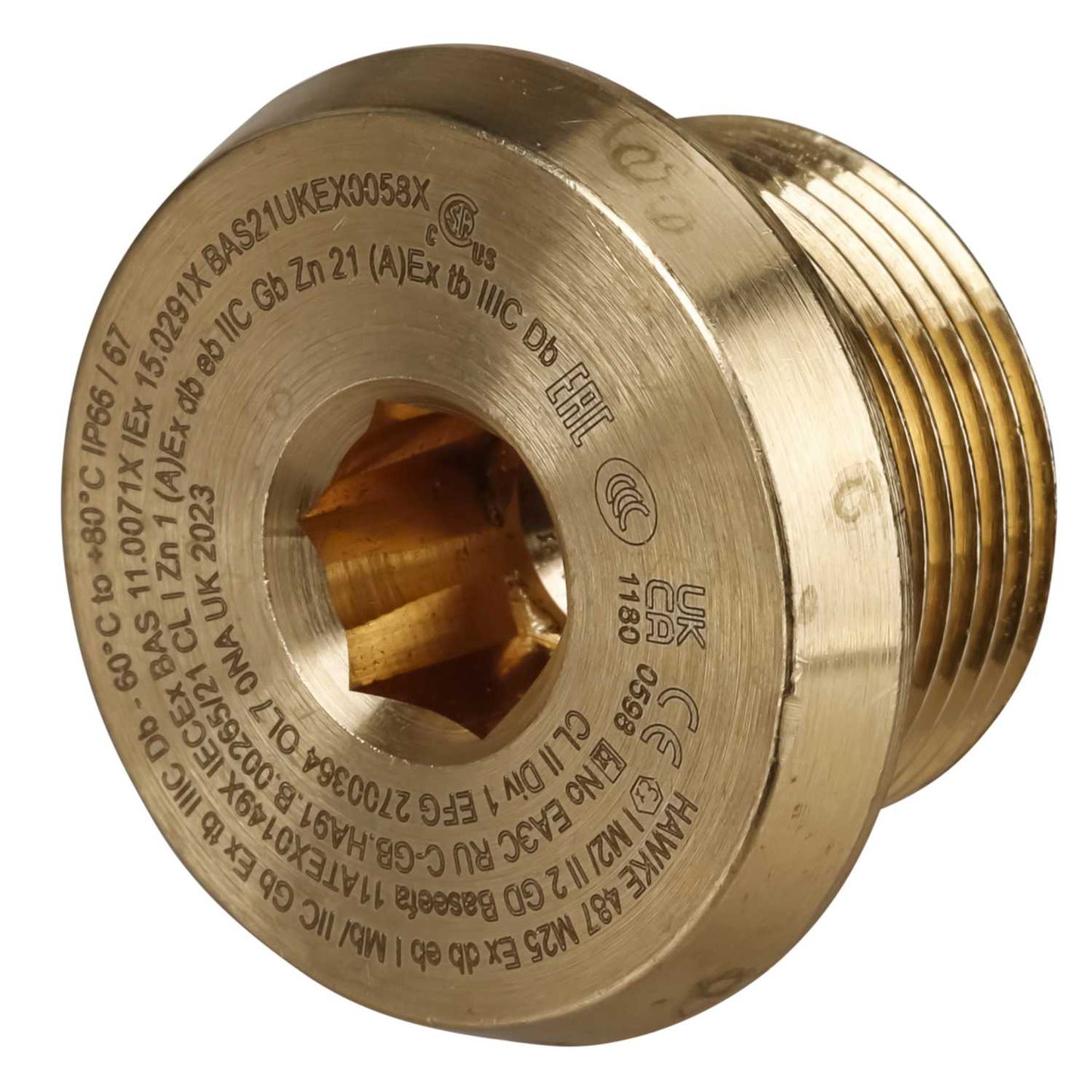 M25 487 EXD / EXE Dome Head Brass Stopping Plug (Sold in 1's)