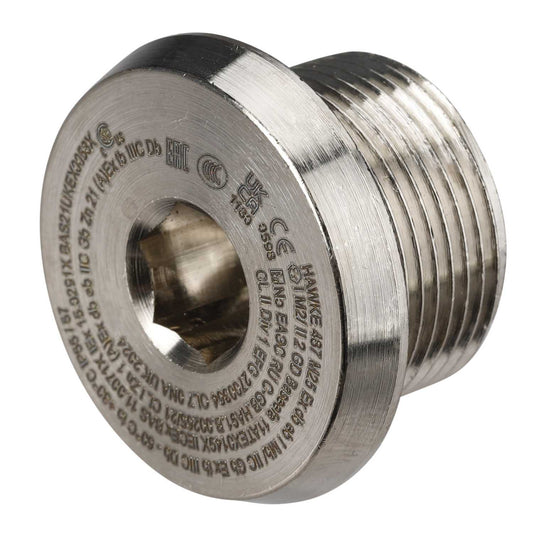 M25 487 EXD / EXE Dome Head Nickel Plated Brass Stopping Plug (Sold in 1's)
