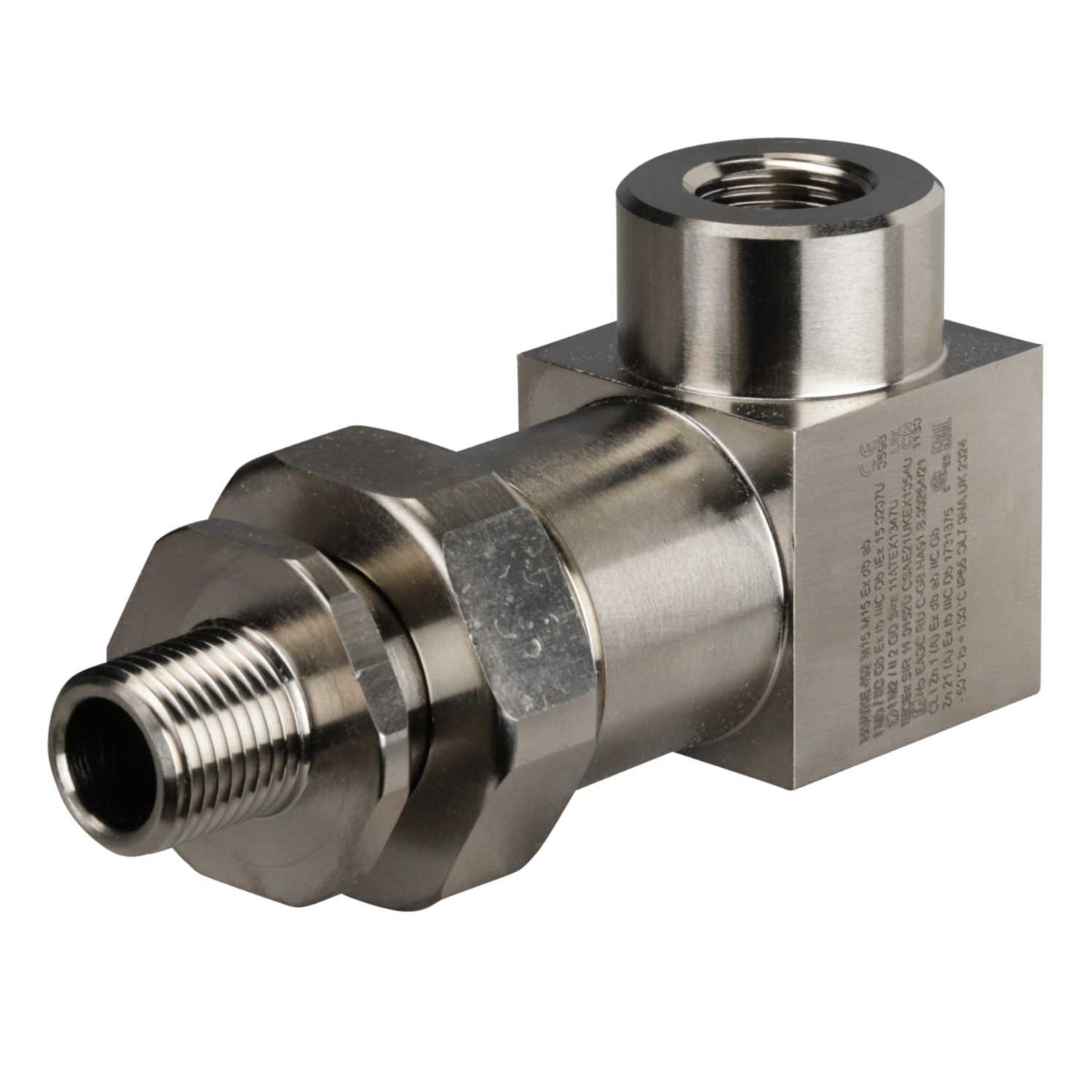 M16(M) x M16(F) EXD/EXE Plated Brass Swivel 90° Elbow and Lockstop (Sold in 1's)