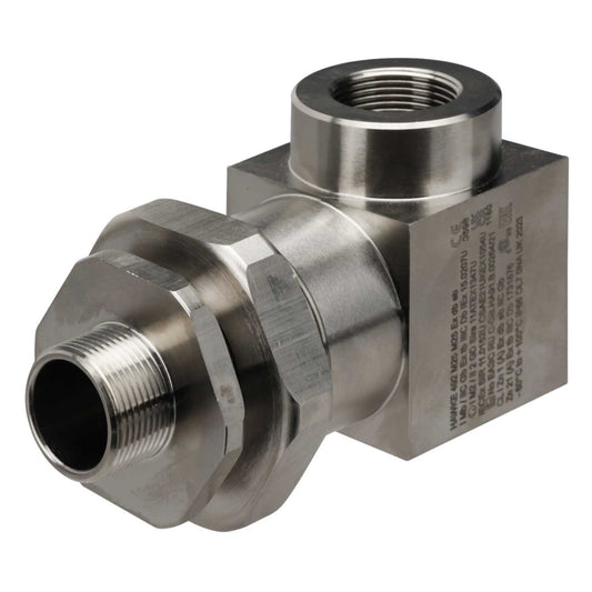 M25(M) x M25(F) EXD/EXE Plated Brass Swivel 90° Elbow and Lockstop (Sold in 1's)